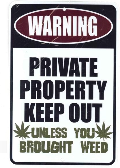 8x12 inch Funny Metal Sign Tin Sign Wall Decor Decorative Sign Iron Painting for Yard Garage Man cave. Warning Private Property Keep Out