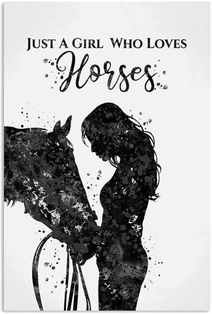 8x12 inch Just A Girl Who Loves Horses Funny Metal Novelty Sign Metal Retro Wall Decor for Home,Street,Gate,Bars,Restaurants,Cafes,Store Pubs Sign Gift