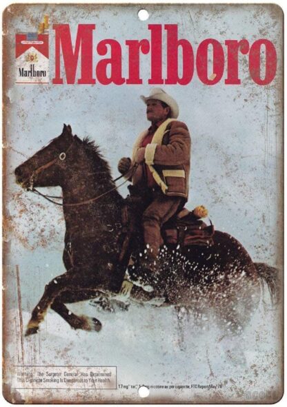 8x12 inch Marlboro Man Cowboy Tin Sign Vintage Wall Poster Retro Iron Painting Metal Plaque Sheet for Bar Cafe Garage Home Gift Birthday Wedding