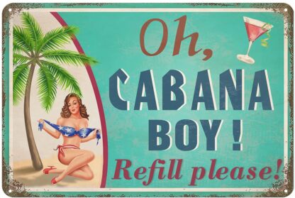 8x12 inch Cabana Boy Metal Sign Vintage Bar Terrace Cabin Home Wall Decoration Pool Decor Tiki Bar Tin Sign