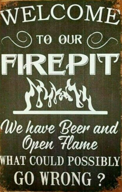 8x12 inch Vintage Tin Sign Welcome to Our Fire-Pit Home Bar Pub Kitchen Restaurant Wall Deocr Plaque Signs