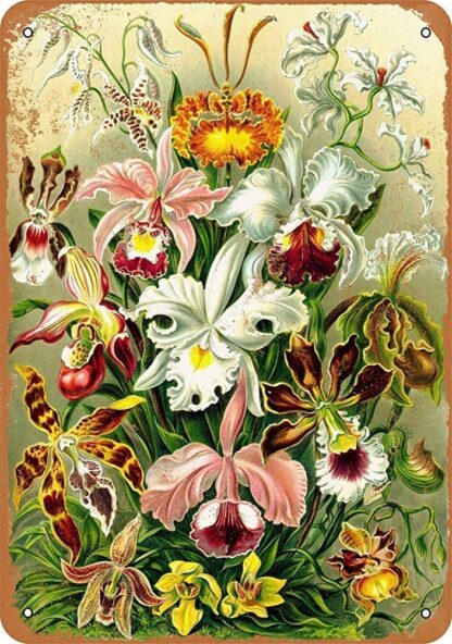 8x12 inch Vintage Metal Tin Sign Orchid Bouquet Garden for Home Bar Pub Kitchen Garage Restaurant Wall Deocr Plaque Signs