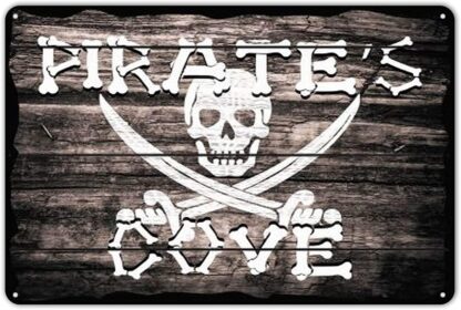 8x12 inch Pirates Cove Parking Sign, Metal Tin Signs Personalized Decorations Man Cave Home Wall Decor