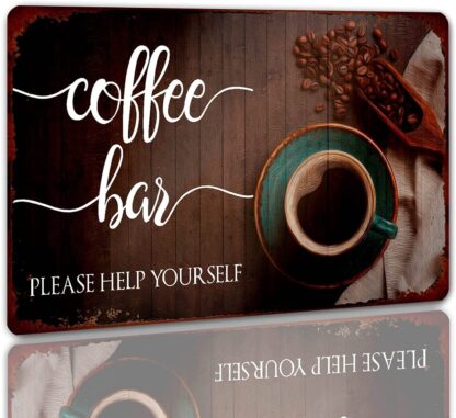 8x12 inch Coffee Bar Sign Vintage Please Help Yourself Metal Tin Sign Hanging Wall Decor for Cafe Coffee Station Cafe Restaurant