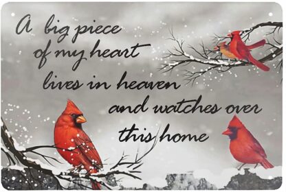 8x12 inch Retro Tin Sign Merry Christmas Cardinal Red Snow Metal Sign Wall Art Plaque Poster for Home Bar Pub