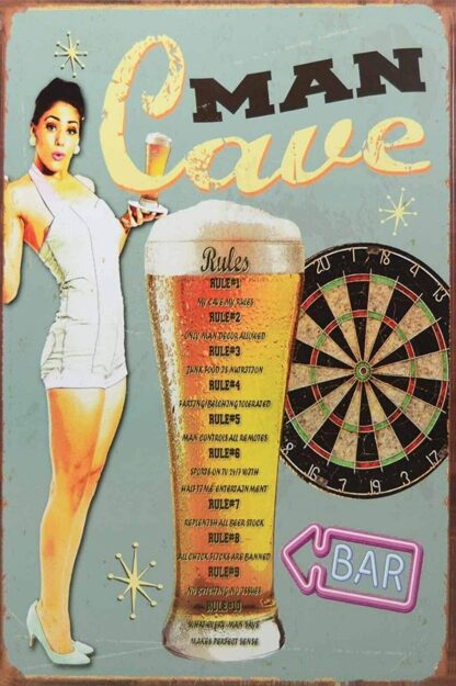 8''x12'' Man Cave Pin Up Girl with Beer Tin Sign Vintage Funny Creature Iron Painting Metal Plate Personality Novelty