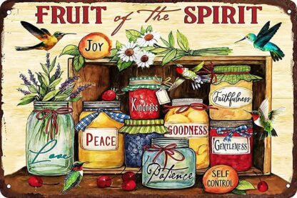 8x12 inch Fruit of The Spirit Peace Kindness Decor Poster No Frame Metal Tin Sign Hanging Retro Plaque Kitchen Poster Cafe Bar Pub Store Man cave Art