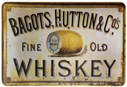 8" x 12" Bagots, Hutton Fine Old Whiskey Retro Vintage Tin Sign