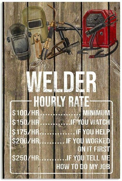 8x12 inch Welder Hourly Rate Metal Tin Sign New Vintage Decor for Home Office Restaurant Garage Bar