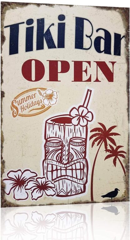 8x12 inch Tiki Bar Open Summer Holidays Metal Tin Sign Vintage Tin Signs