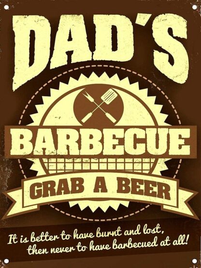 8''x12'' Dad's Barbecue Tin Sign Vintage Funny Creature Iron Painting Metal Plate Personality Novelty