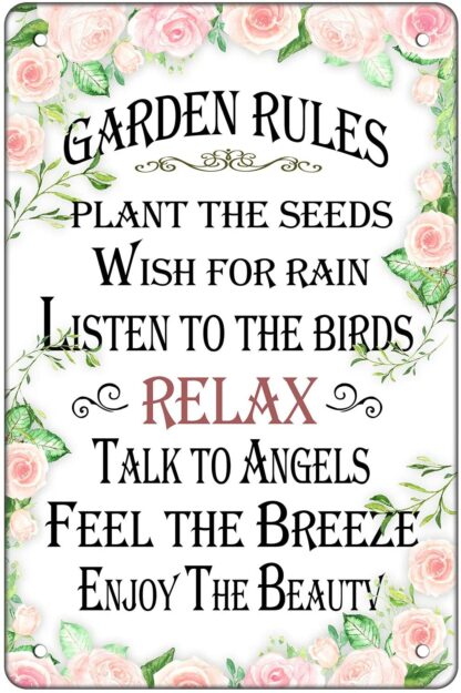 8x12 inch Garden Rules Metal Tin Sign Garden Decor Indoor Outdoor Sign Home Decor Sign Metal Gardening Sign