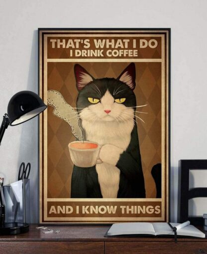 8x12 inch Vintage CAT Drink Coffee and Know Things Metal Sign Art Decor for Home