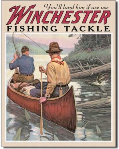 8x12 inch Winchester Fishing Tackle Metal Tin Sign Wall Panel Retro Art Decor for Home Bedroom Bar Cafe Farm