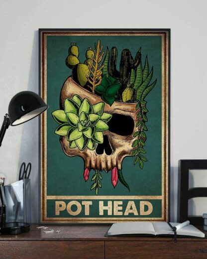 8x12 inch Cactus Plant Skull Pot Head Painting Wall Picture Decor Metal Sign