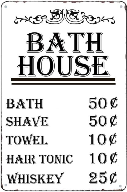 Funny Bath House Vintage Metal Tin Sign Shower Shave Towel Rustic Farmhouse Bathroom Decor Bathhouse Sign Country Home Decoration