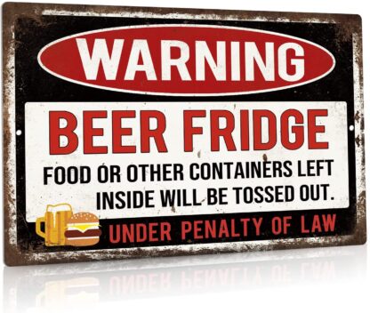 8x12 inch Warning Beer Bridge Sign, Vintage Funny Man Cave Bar Wall Decor Aluminum Metal Sign