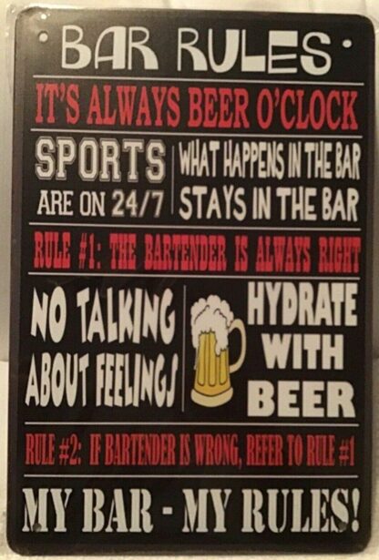 8x12 inch Metal Tin Signs Bar Rules Funny Beer Sports Home Merry Retro Warn Novelty Man Cave Bar Pub Parlor Restaurant Bedroom Cafe Store Club Garage Poste