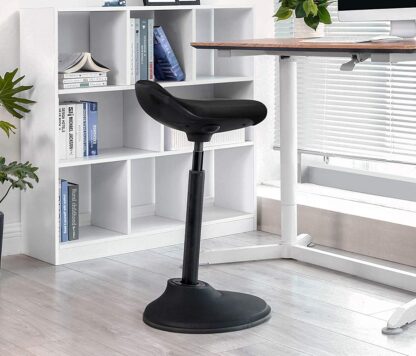 Black Standing Desk Chair, Adjustable Standing Stool, 23.6-33.3 Inches, Swivel Sitting Balance Chair