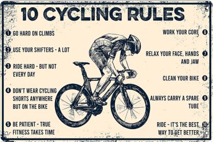 8x12 inch 10 Cycling Rules Metal Tin Sign Vintage Retro Poster for Home Cafe Kitchen Wall Decor Plaque