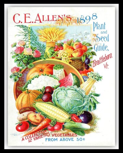 8x12 inch Vintage Farm C.E.A Llen's 1898 Plant and Seed Guide Brattleboro Vegetable Retro Metal Tin Sign 8x12 Inch Home Wall Decoration Sign