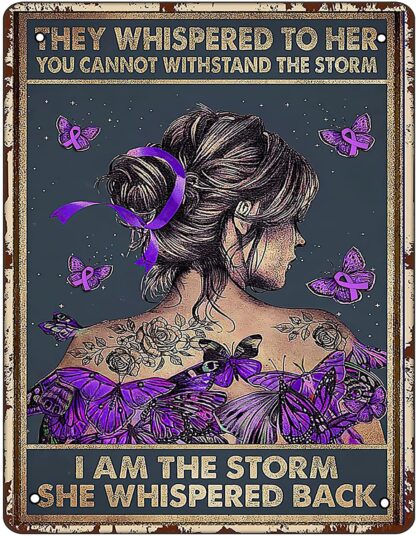 8x12 inch Retro Metal Sign Dog Purple Butterfly They Whispered to Her Poster Tin Sign Wall Decor for Yard Decor,Fun Decoration Art Poster