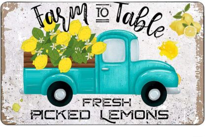 8x12 inch Cute Lemon Sign Lemon Farm to Table Fresh Picked Lemons Retro Tin Sign Farm Botanical Garden Amazing Metal Signage Home Chicken House Wall