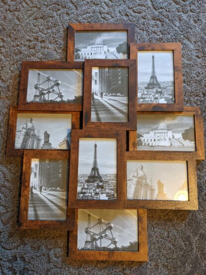 Rustic Brown Collage Picture Frames, 4 x 6 Inches for 10 Photos, Assembly Required, Collage Multiple Photos, Glass Front