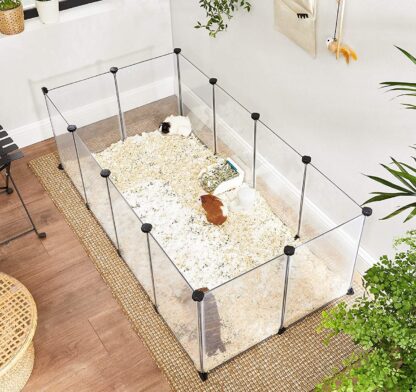 White Pet Playpen, Small Animal Playpen, Fence Cage with Bottom for Small Animals Guinea Pigs, Hamsters, Bunnies, Rabbits