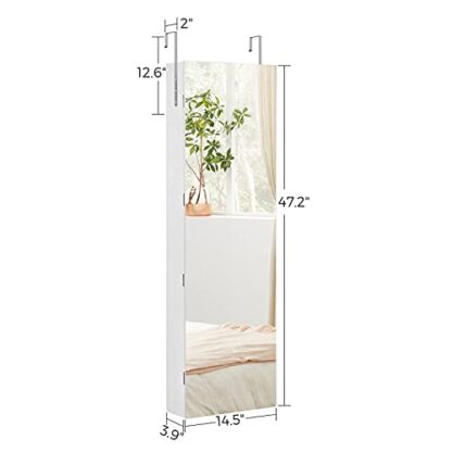 47.2" H Full Screen Mirror Jewelry Cabinet Armoire, 6 LEDs Jewelry Organizer Wall Hanging/Door Mounted, Larger Capacity, Christmas gifts for wo - Image 4