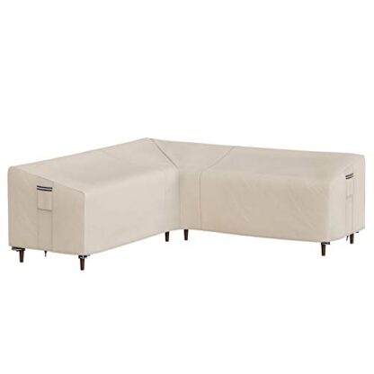 Beige Outdoor Sectional Cover, L-Shaped Sofa Cover, Waterproof Outdoor Furniture Cover, 102" L x 102" L x 35" W x 31/23.6" H - Image 10