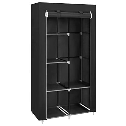 34 Inch Black DIY Closet Organizer Portable Wardrobe with Non-Woven Fabric, Multiple Ways to Assemble Meets Different Needs - Image 9