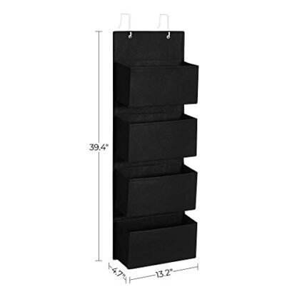 Black Hanging Closet Organizers and Storage, Over-The-Door Storage Organizer with 4 Compartments, for Children’s Room, Office, Bedroom - Image 4