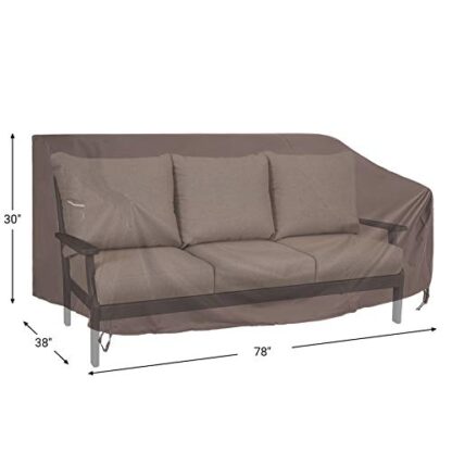 Brown Patio Sofa Cover, 600D 3-Seater Bench Deep Chaise Lounge Protective Cover for Large Outdoor Garden Furniture, Waterproof and Anti-Fade - Image 6