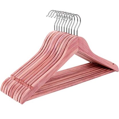 Pack of 10 Pinkish Red Red Cedar Wood Hangers, American Cedar Suit Hangers with Smooth Surface, Non-Slip with Shoulder Notches, Fresh Cedar Scent for Closet - Image 10