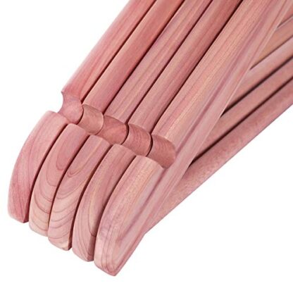 Pack of 10 Pinkish Red Red Cedar Wood Hangers, American Cedar Suit Hangers with Smooth Surface, Non-Slip with Shoulder Notches, Fresh Cedar Scent for Closet - Image 6