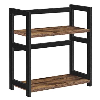 Rustic Brown and Black Spice Rack, 2-Tier Counter Shelf, Desktop Storage Organizer, for Countertop, Kitchen, Office, Living Room - Image 10