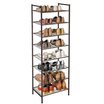 8-Tier Bronze Slim Shoe Rack, Shoe Storage Organizer Stand, 16-24 Pairs of Shoes, Space-Saving Yet Large Capacity, Vertical Metal Shoe Shelf Storage - Image 2