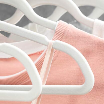 Velvet Hangers 50 Pack Pink + White Non Slip Hangers with Rose Gold Color Swivel Hook, Slim Hangers Space Saving, Velvet Hangers for Closet - Image 5