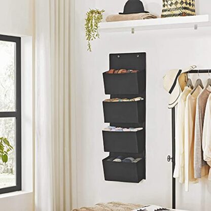 Black Hanging Closet Organizers and Storage, Over-The-Door Storage Organizer with 4 Compartments, for Children’s Room, Office, Bedroom - Image 3