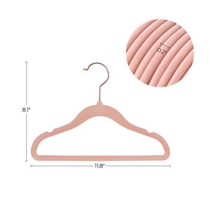 Light Pink Baby Hangers Pack of 50, Children’s Hangers for Closet with Rose Gold Hooks, Premium Velvet Hangers for Nursery, Non-Slip Hangers - Image 2