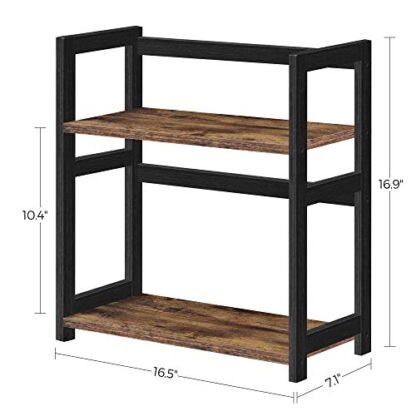 Rustic Brown and Black Spice Rack, 2-Tier Counter Shelf, Desktop Storage Organizer, for Countertop, Kitchen, Office, Living Room - Image 6