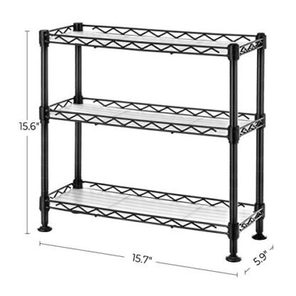 3-Tier Black Adjustable Storage Shelving Unit, Spice Rack with PP Sheets, Standing Shelf Unit for Kitchen - Image 4