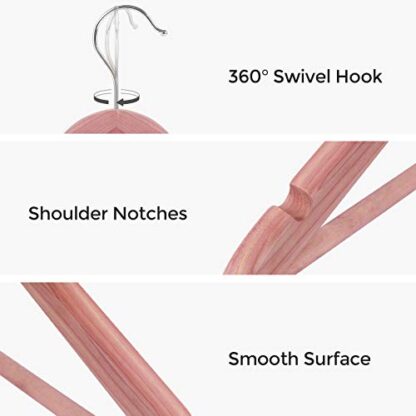 Pack of 10 Pinkish Red Red Cedar Wood Hangers, American Cedar Suit Hangers with Smooth Surface, Non-Slip with Shoulder Notches, Fresh Cedar Scent for Closet - Image 7