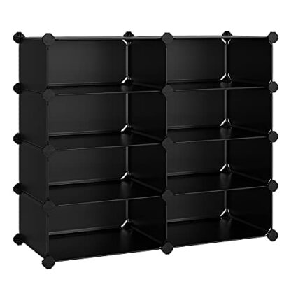 4-Tier Black Shoe Rack, Space Saving 16-Pair Plastic Shoe Storage Organizer Units, Cabinet Storage Organizer, Ideal for Entryway Hallway Bathroom Living - Image 7