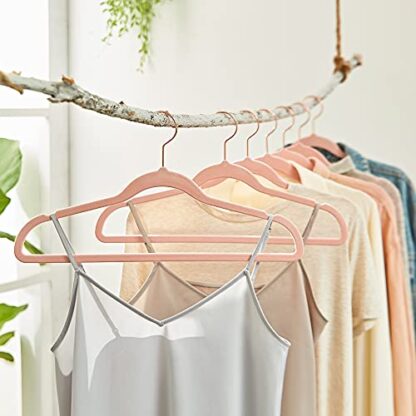 Velvet Hangers 30 Pack Pink Non Slip Hangers with Rose Gold Color Swivel Hook, Slim Hangers Space Saving, Velvet Hangers for Closet - Image 7