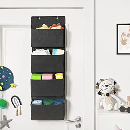 Black Hanging Closet Organizers and Storage, Over-The-Door Storage Organizer with 4 Compartments, for Children’s Room, Office, Bedroom - Image 9