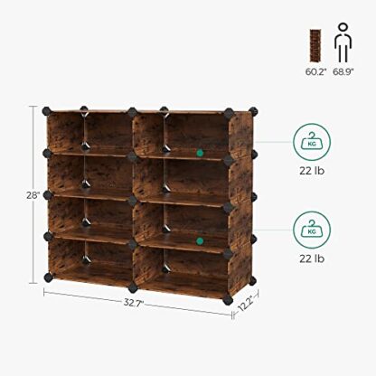 4-Tier Rustic Brown Shoe Rack, 16-Pair Plastic Shoe Storage Organizer Units, Cabinet Storage Organizer, for Entryway Hallway Bathroom Living Room - Image 6