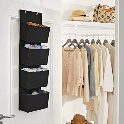 Black Hanging Closet Organizers and Storage, Over-The-Door Storage Organizer with 4 Compartments, for Children’s Room, Office, Bedroom - Image 5