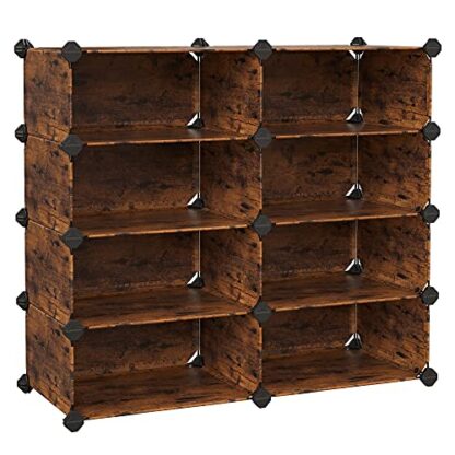 4-Tier Rustic Brown Shoe Rack, 16-Pair Plastic Shoe Storage Organizer Units, Cabinet Storage Organizer, for Entryway Hallway Bathroom Living Room - Image 10